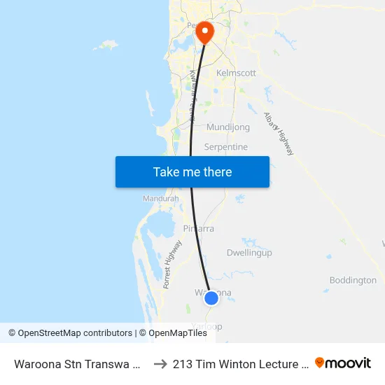 Waroona Stn Transwa Waroona to 213 Tim Winton Lecture Theatre map