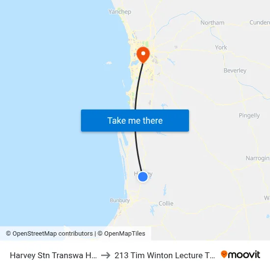 Harvey Stn Transwa Harvey to 213 Tim Winton Lecture Theatre map