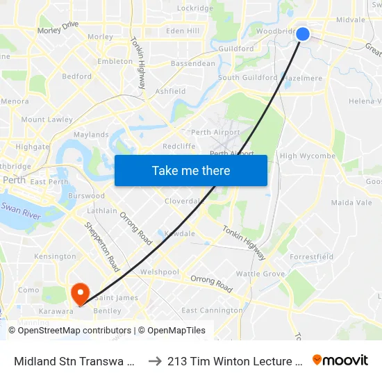 Midland Stn Transwa Midland to 213 Tim Winton Lecture Theatre map