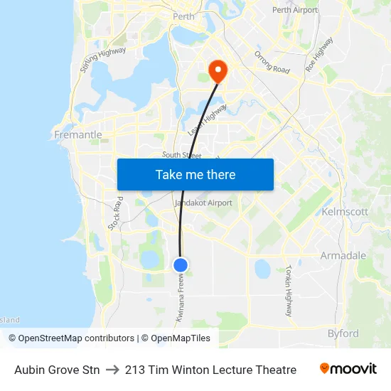 Aubin Grove Stn to 213 Tim Winton Lecture Theatre map