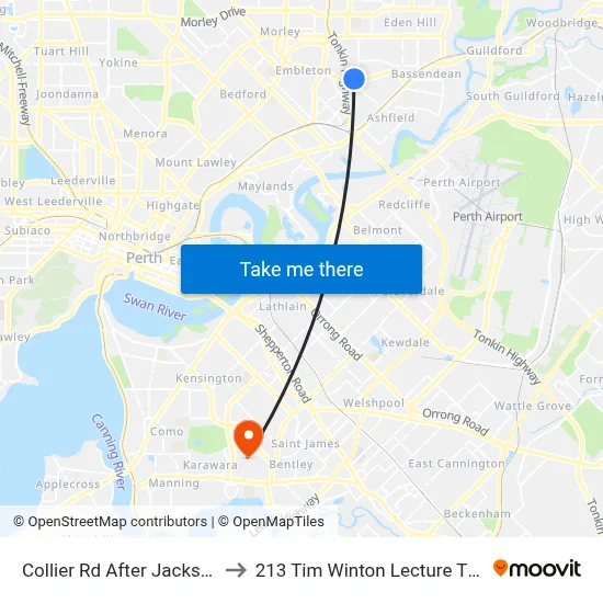 Collier Rd After Jackson Av to 213 Tim Winton Lecture Theatre map
