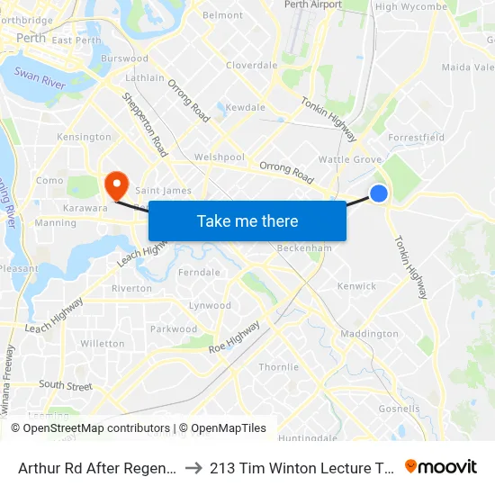 Arthur Rd After Regency Ra to 213 Tim Winton Lecture Theatre map
