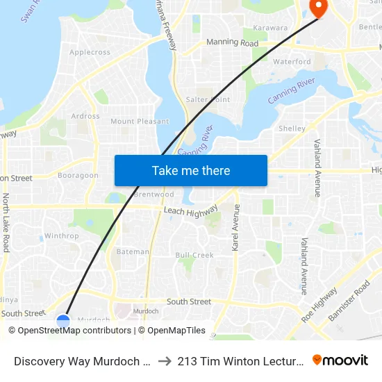 Discovery Way Murdoch University to 213 Tim Winton Lecture Theatre map