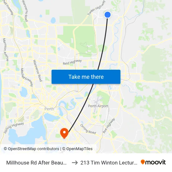Millhouse Rd After Beaumonde Gra to 213 Tim Winton Lecture Theatre map