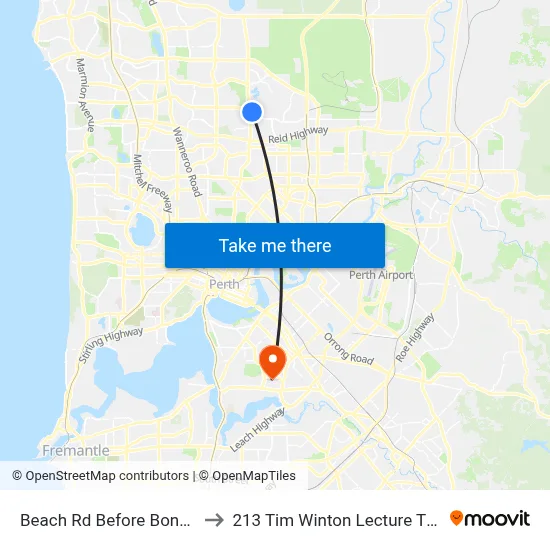Beach Rd Before Bonner Dr to 213 Tim Winton Lecture Theatre map