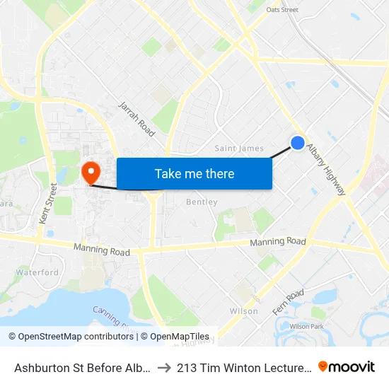 Ashburton St Before Albany Hwy to 213 Tim Winton Lecture Theatre map