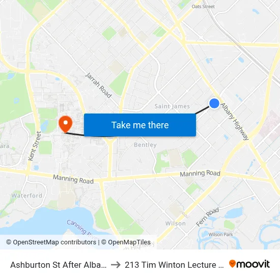 Ashburton St After Albany Hwy to 213 Tim Winton Lecture Theatre map