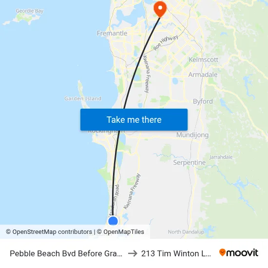 Pebble Beach Bvd Before Grandmere Parade East to 213 Tim Winton Lecture Theatre map