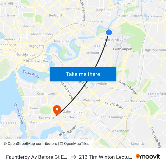 Fauntleroy Av Before Gt Eastern Hwy to 213 Tim Winton Lecture Theatre map