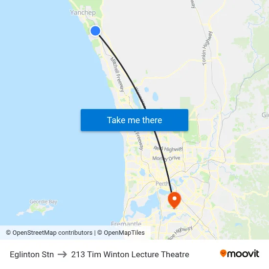 Eglinton Stn to 213 Tim Winton Lecture Theatre map