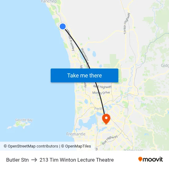 Butler Stn to 213 Tim Winton Lecture Theatre map