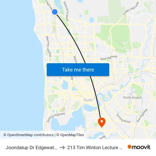 Joondalup Dr Edgewater Stn to 213 Tim Winton Lecture Theatre map