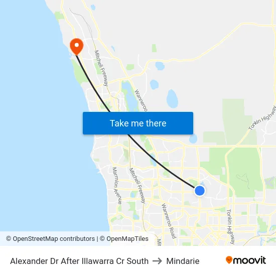 Alexander Dr After Illawarra Cr South to Mindarie map