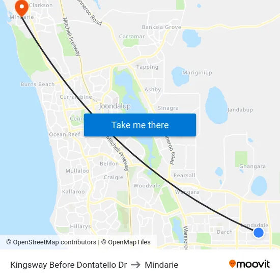 Kingsway   Before Dontatello Dr to Mindarie map