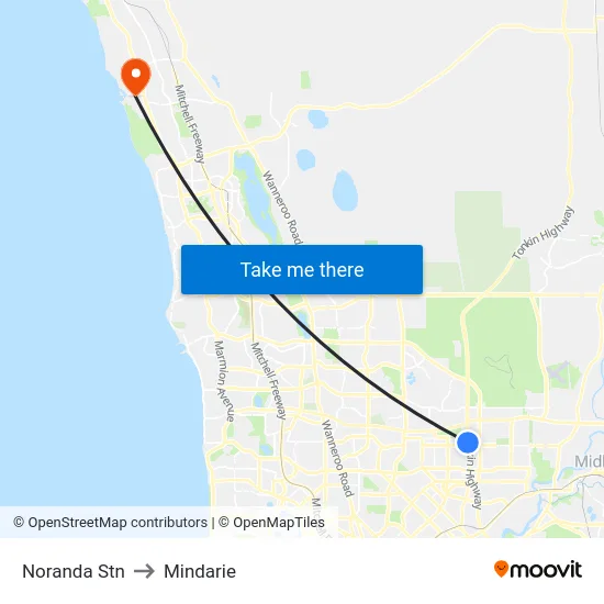 Noranda Stn to Mindarie map