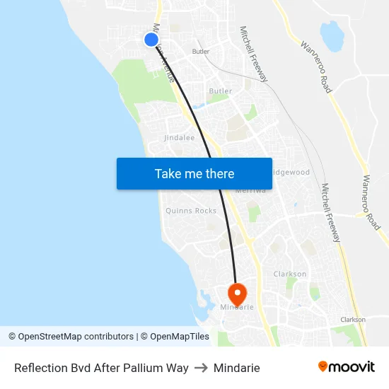 Reflection Bvd After Pallium Way to Mindarie map