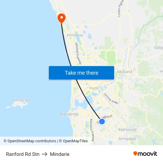 Ranford Rd Stn to Mindarie map