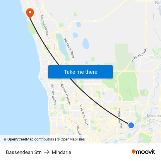 Bassendean Stn to Mindarie map