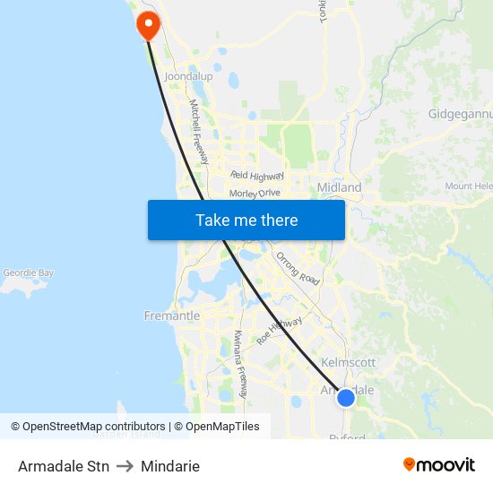 Armadale Stn to Mindarie map