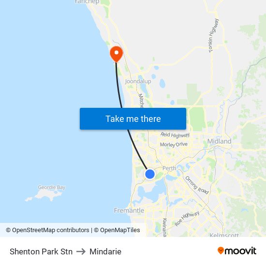 Shenton Park Stn to Mindarie map