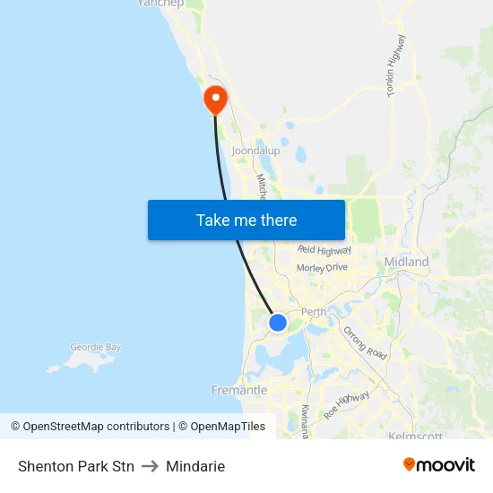 Shenton Park Stn to Mindarie map