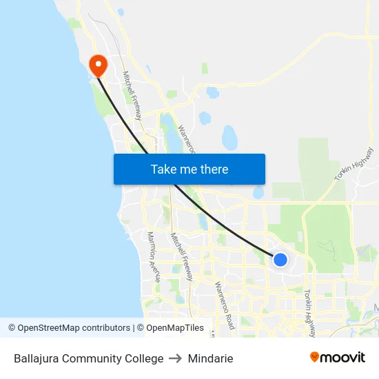 Ballajura Community College to Mindarie map