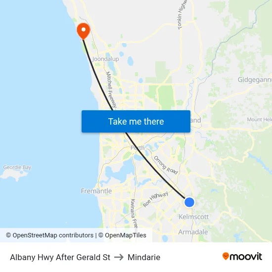 Albany Hwy After Gerald St to Mindarie map