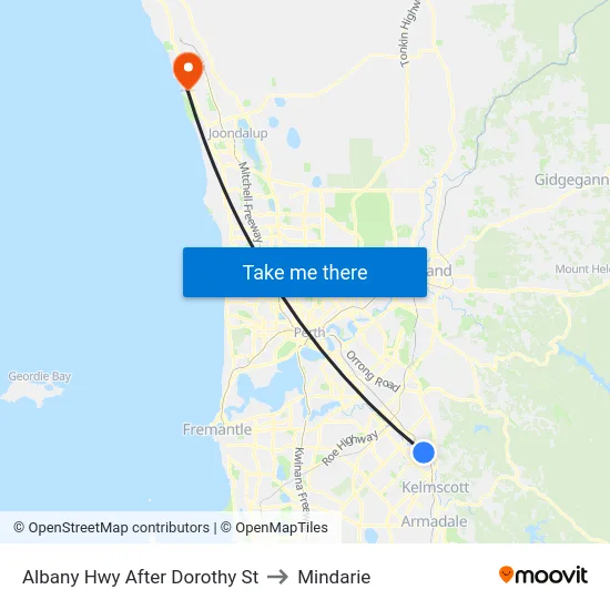 Albany Hwy After Dorothy St to Mindarie map