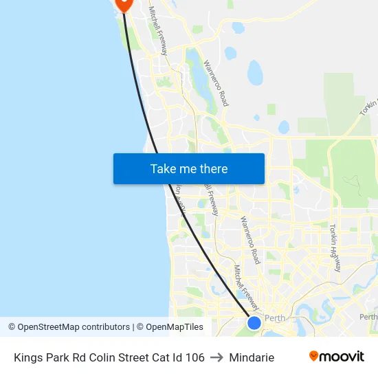 Kings Park Rd Colin Street Cat Id 106 to Mindarie map