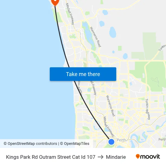Kings Park Rd Outram Street Cat Id 107 to Mindarie map