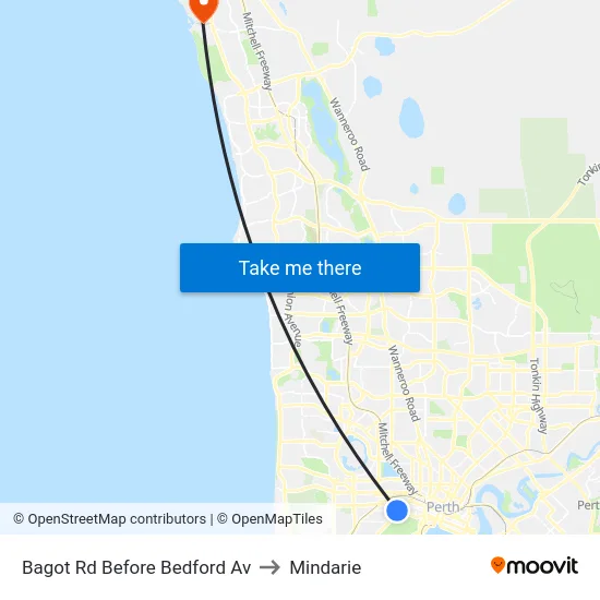 Bagot Rd Before Bedford Av to Mindarie map