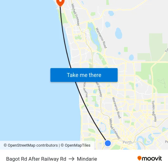 Bagot Rd After Railway Rd to Mindarie map
