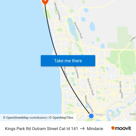 Kings Park Rd Outram Street Cat Id 141 to Mindarie map