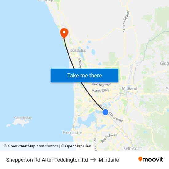 Shepperton Rd After Teddington Rd to Mindarie map