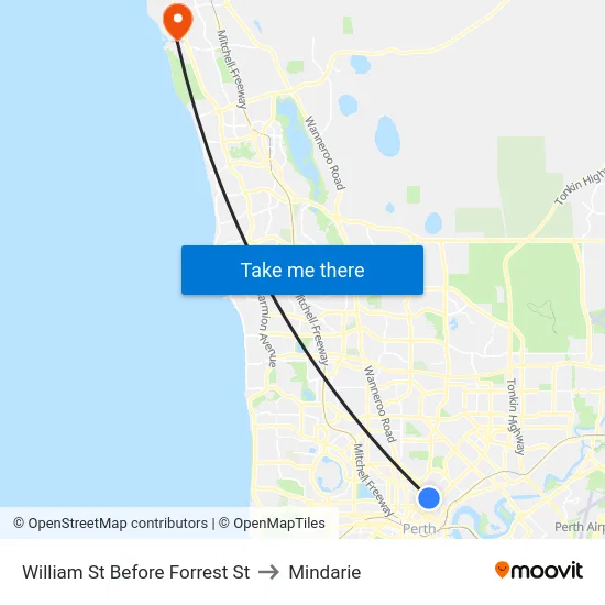 William St Before Forrest St to Mindarie map