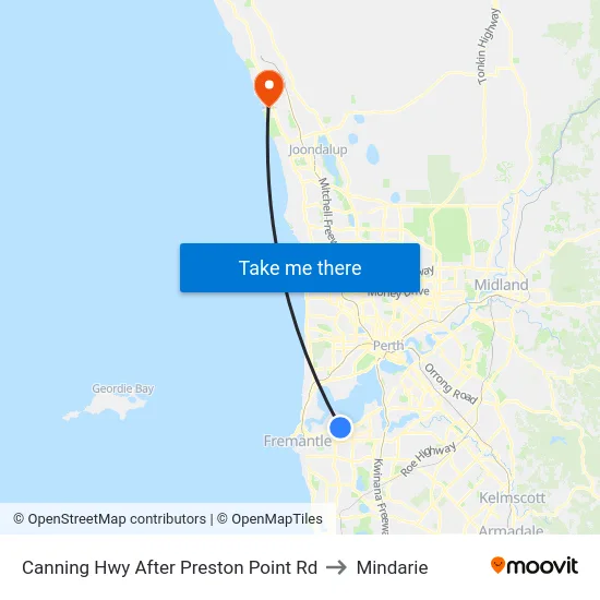 Canning Hwy After Preston Point Rd to Mindarie map