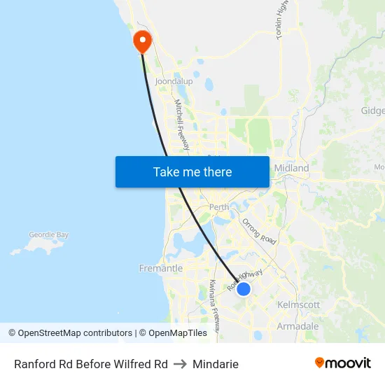 Ranford Rd Before Wilfred Rd to Mindarie map