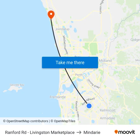 Ranford Rd - Livingston Marketplace to Mindarie map