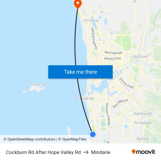 Cockburn Rd After Hope Valley Rd to Mindarie map