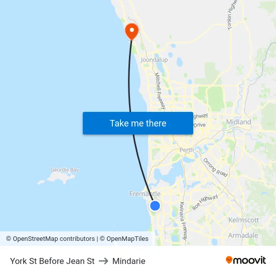 York St Before Jean St to Mindarie map