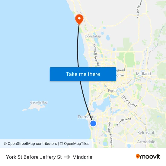 York St Before Jeffery St to Mindarie map