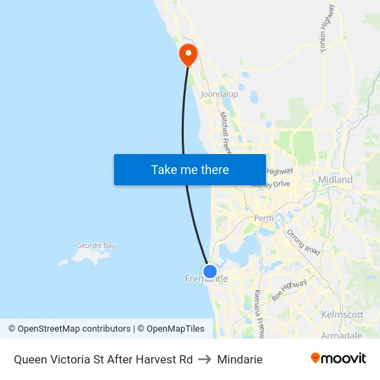 Queen Victoria St After Harvest Rd to Mindarie map