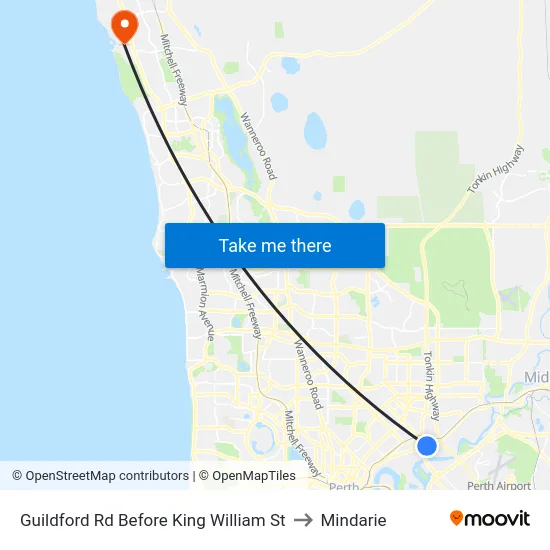 Guildford Rd Before King William St to Mindarie map