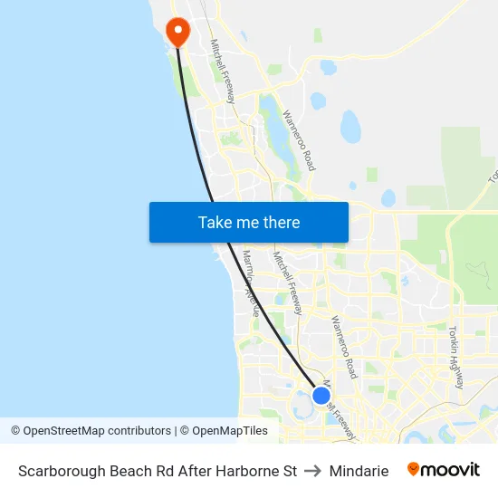 Scarborough Beach Rd After Harborne St to Mindarie map
