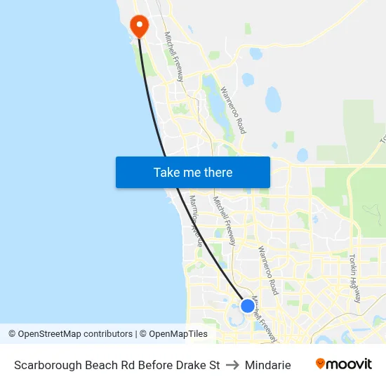 Scarborough Beach Rd Before Drake St to Mindarie map