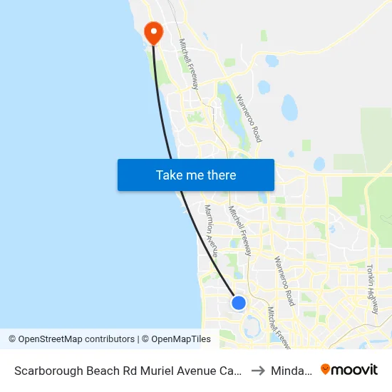 Scarborough Beach Rd Muriel Avenue Cat Id 8 to Mindarie map