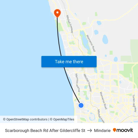 Scarborough Beach Rd After Gildercliffe St to Mindarie map
