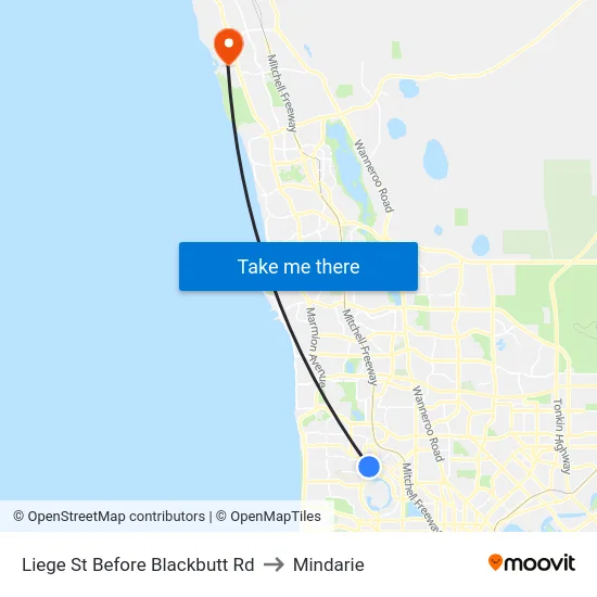 Liege St Before Blackbutt Rd to Mindarie map