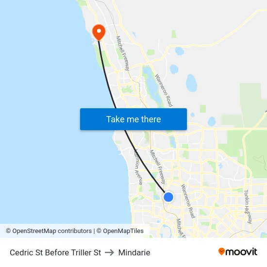 Cedric St Before Triller St to Mindarie map