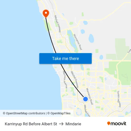 Karrinyup Rd Before Albert St to Mindarie map